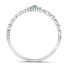 10kt White Gold Womens Round Emerald Solitaire Diamond-accent Stackable Ring .03 Cttw