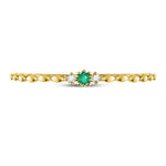 10kt Yellow Gold Womens Round Emerald Solitaire Diamond-accent Stackable Ring .03 Cttw