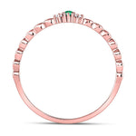 10kt Rose Gold Womens Round Emerald Solitaire Diamond-accent Stackable Ring .03 Cttw