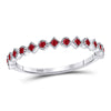 10kt White Gold Womens Round Ruby Square Dot Stackable Band Ring 1/5 Cttw