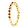 10kt Yellow Gold Womens Round Ruby Square Dot Stackable Band Ring 1/5 Cttw