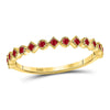 10kt Yellow Gold Womens Round Ruby Square Dot Stackable Band Ring 1/5 Cttw