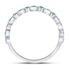 10kt White Gold Womens Round Emerald Square Dot Stackable Band Ring 1/5 Cttw