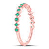 10kt Rose Gold Womens Round Emerald Square Dot Stackable Band Ring 1/5 Cttw