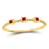 10kt Yellow Gold Womens Princess Ruby 3-Stone Beaded Stackable Band Ring 1/20 Cttw