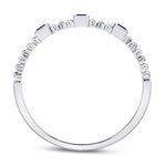 10kt White Gold Womens Princess Blue Sapphire 3-Stone Beaded Stackable Band Ring 1/20 Cttw