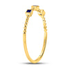 10kt Yellow Gold Womens Princess Blue Sapphire 3-Stone Beaded Stackable Band Ring 1/20 Cttw