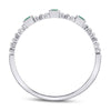 10kt White Gold Womens Princess Emerald Beaded 3-stone Stackable Band Ring .03 Cttw