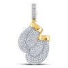 10kt Yellow Gold Mens Round Diamond Boxing Gloves Sports Charm Pendant 1-3/4 Cttw