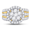 14kt Yellow Gold Round Diamond Cluster Bridal Wedding Engagement Ring 3 Cttw