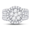 14kt White Gold Round Diamond Cluster Bridal Wedding Engagement Ring 2 Cttw