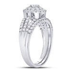 14kt White Gold Round Diamond Bridal Wedding Ring Band Set 1 Cttw