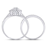 14kt White Gold Round Diamond Bridal Wedding Ring Band Set 1 Cttw