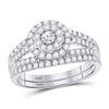 14kt White Gold Round Diamond Bridal Wedding Ring Band Set 1 Cttw