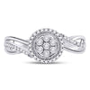 10kt White Gold Womens Round Diamond Flower Cluster Ring 1/6 Cttw