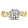 10kt Yellow Gold Womens Round Diamond Flower Cluster Ring 1/6 Cttw