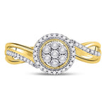 10kt Yellow Gold Womens Round Diamond Flower Cluster Ring 1/6 Cttw