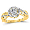 10kt Yellow Gold Womens Round Diamond Flower Cluster Ring 1/6 Cttw