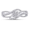 10kt White Gold Womens Round Diamond Open Strand Cluster Ring 1/6 Cttw