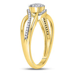 10kt Yellow Gold Womens Round Diamond Open Strand Cluster Ring 1/6 Cttw