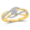 10kt Yellow Gold Womens Round Diamond Open Strand Cluster Ring 1/6 Cttw