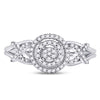 10kt White Gold Womens Round Diamond Cluster Split-shank XO Ring 1/5 Cttw