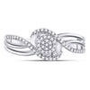 10kt White Gold Womens Round Diamond Circle Cluster Strand Ring 1/6 Cttw