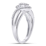 10kt White Gold Womens Round Diamond Circle Cluster Strand Ring 1/6 Cttw