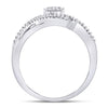 10kt White Gold Womens Round Diamond Circle Cluster Strand Ring 1/6 Cttw