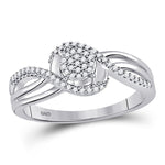 10kt White Gold Womens Round Diamond Circle Cluster Strand Ring 1/6 Cttw