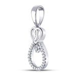 10kt White Gold Womens Round Diamond Heart Teardrop Cluster Pendant 1/10 Cttw