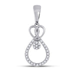 10kt White Gold Womens Round Diamond Heart Teardrop Cluster Pendant 1/10 Cttw