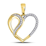 10kt Yellow Gold Womens Round Diamond Heart Fashion Pendant 1/10 Cttw