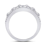 10kt White Gold Womens Round Diamond Chain Link Fashion Band Ring 1/6 Cttw