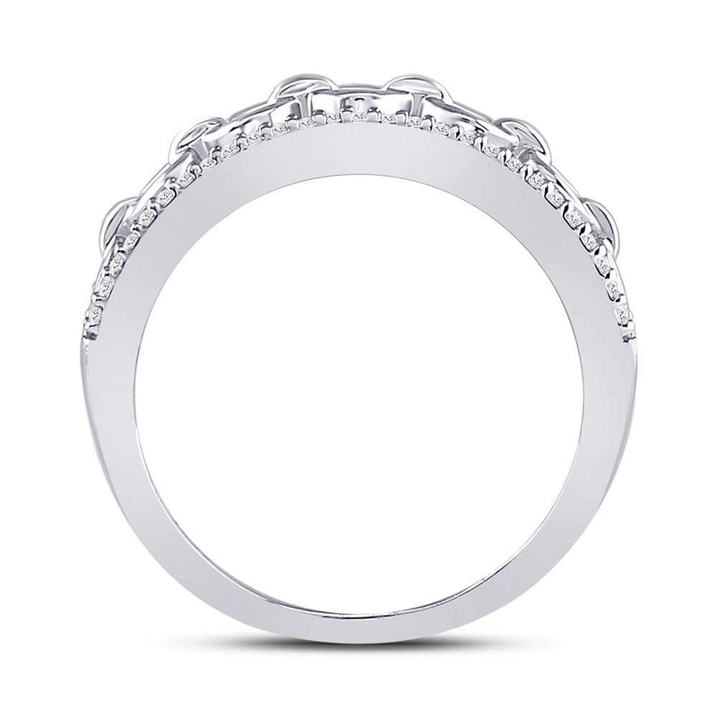 10kt White Gold Womens Round Diamond Chain Link Fashion Band Ring 1/6 Cttw