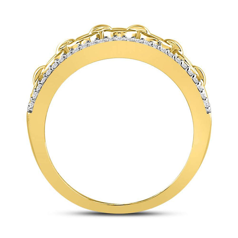 10kt Yellow Gold Womens Round Diamond Chain Link Fashion Band Ring 1/6 Cttw