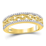 10kt Yellow Gold Womens Round Diamond Chain Link Fashion Band Ring 1/6 Cttw