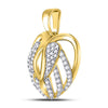 10kt Yellow Gold Womens Round Diamond Heart Open Strand Pendant 1/5 Cttw