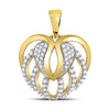 10kt Yellow Gold Womens Round Diamond Heart Open Strand Pendant 1/5 Cttw