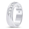 10kt White Gold Womens Round Diamond Single Row Band Ring 1/2 Cttw