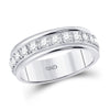 10kt White Gold Womens Round Diamond Single Row Band Ring 1/2 Cttw