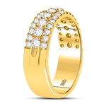 10kt Yellow Gold Womens Round Diamond Triple Row Comfort Wedding Band 1 Cttw