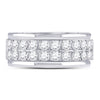 10kt White Gold Womens Round Diamond Double Row Band Ring 1 Cttw