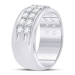 10kt White Gold Womens Round Diamond Double Row Band Ring 1 Cttw