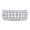 10kt White Gold Womens Round Diamond Four Row Machine Set Band Ring 1-1/2 Cttw