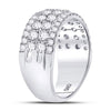 10kt White Gold Womens Round Diamond Four Row Machine Set Band Ring 1-1/2 Cttw