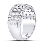 10kt White Gold Womens Round Diamond Four Row Machine Set Band Ring 1-1/2 Cttw