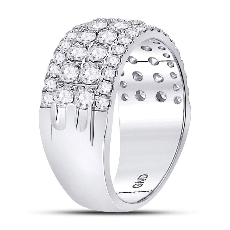 10kt White Gold Womens Round Diamond Four Row Machine Set Band Ring 1-1/2 Cttw