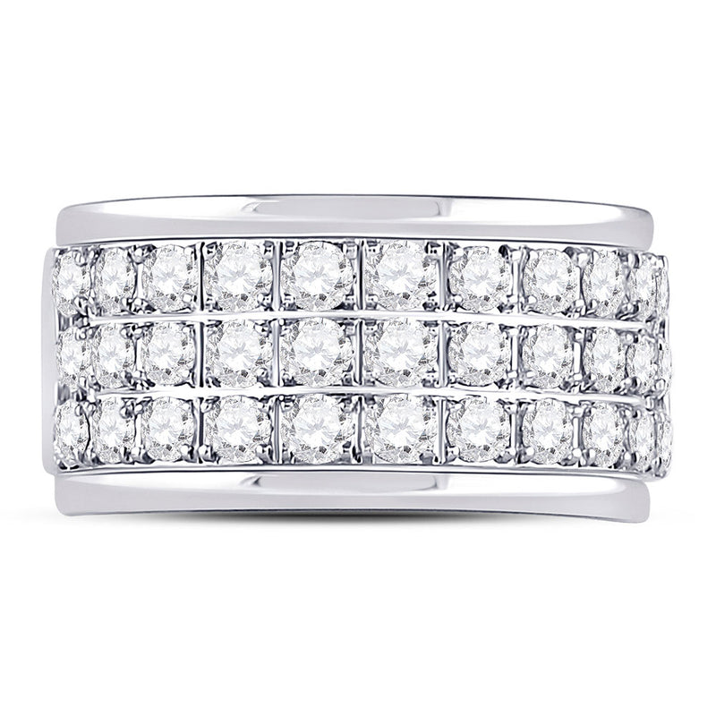 10kt White Gold Womens Round Diamond Triple Row Band Ring 1-1/2 Cttw