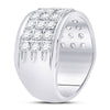 10kt White Gold Womens Round Diamond Triple Row Band Ring 1-1/2 Cttw